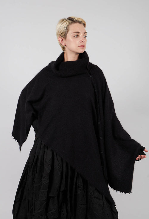 Button Through Cape in Black - 1337707