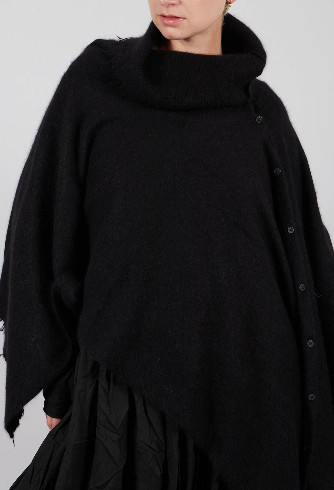 Button Through Cape in Black - 1337707