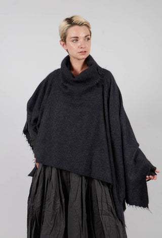 Button Through Cape in Crow Mel - 1337707