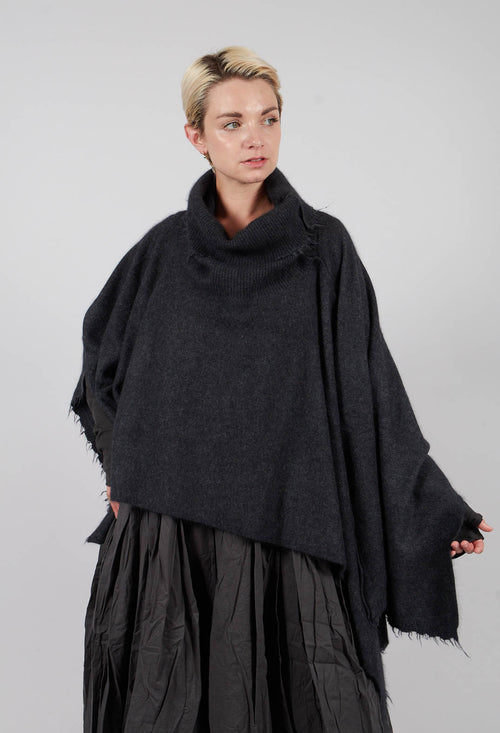Button Through Cape in Crow Mel - 1337707