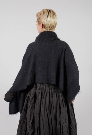 Button Through Cape in Crow Mel - 1337707