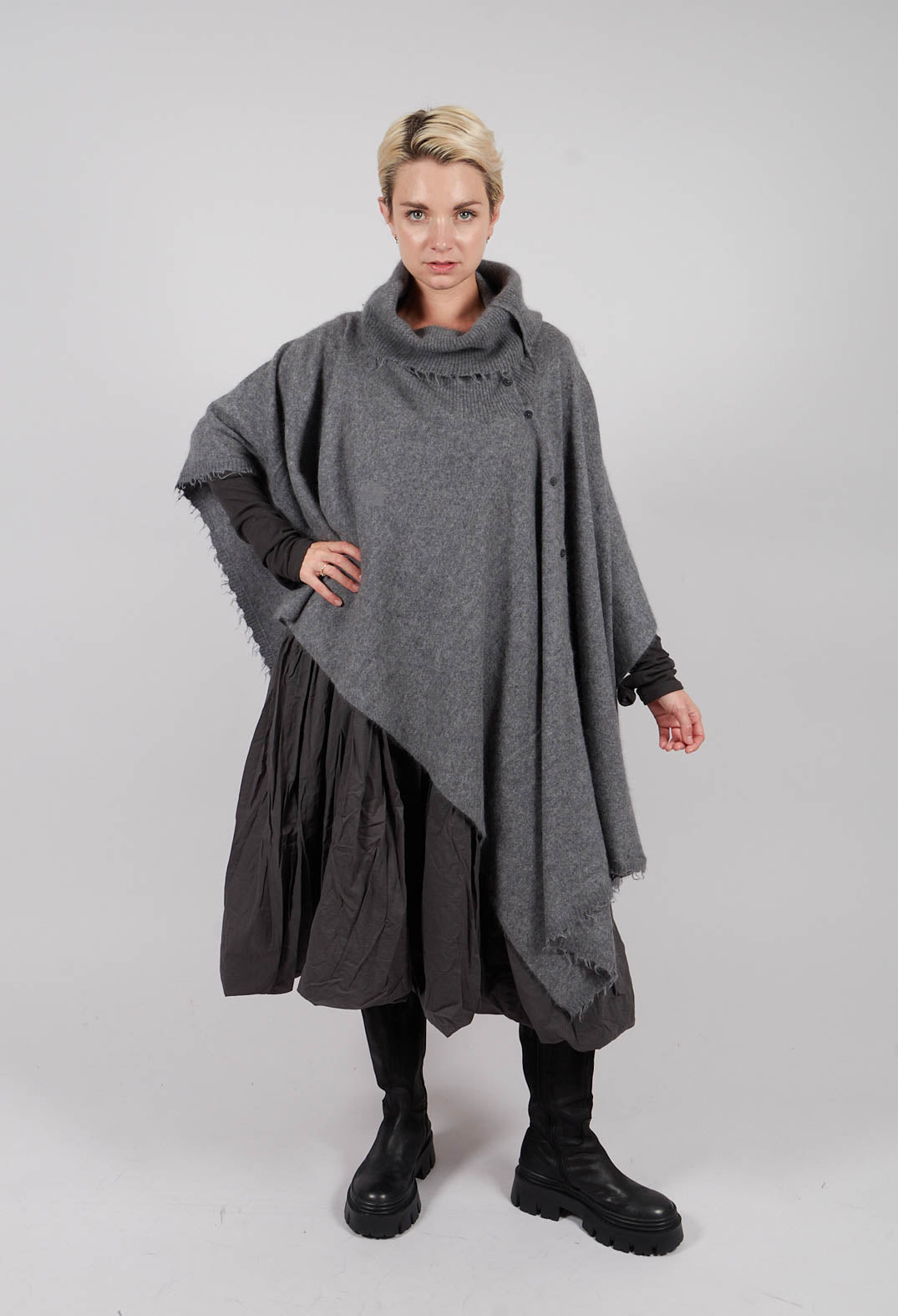 Button Through Cape in Brume Mel - 1337707