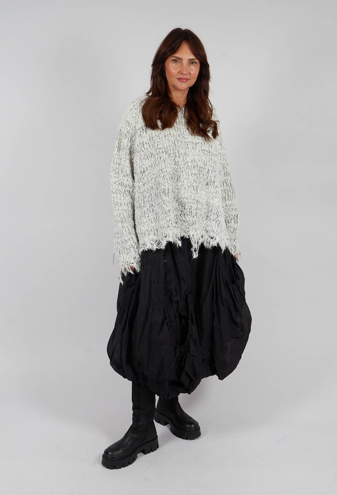 Tulip Skirt with Drawstring Pockets in Black Paper - 1550304