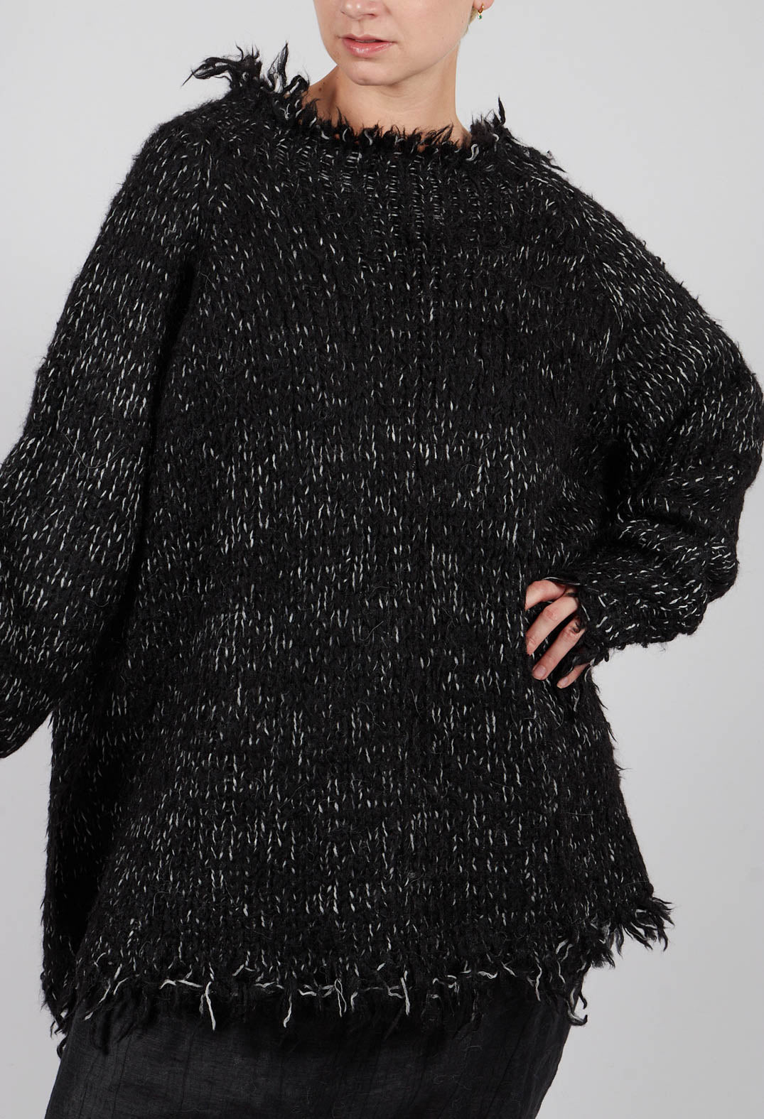 Longline Oversized Jumper in Bone Mel - 1380702