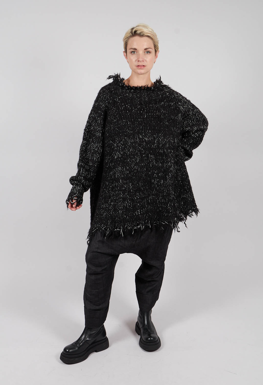 Longline Oversized Jumper in Bone Mel - 1380702