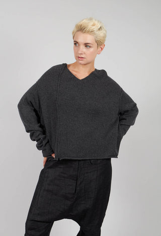 Longline Oversized Jumper in Crow Mel - 1440702