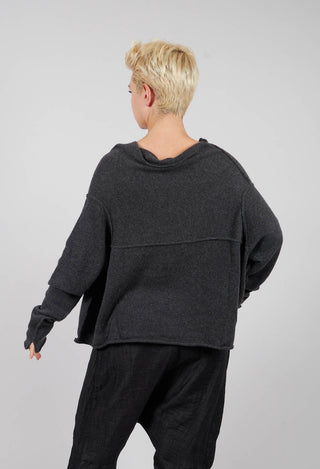 Longline Oversized Jumper in Crow Mel - 1440702