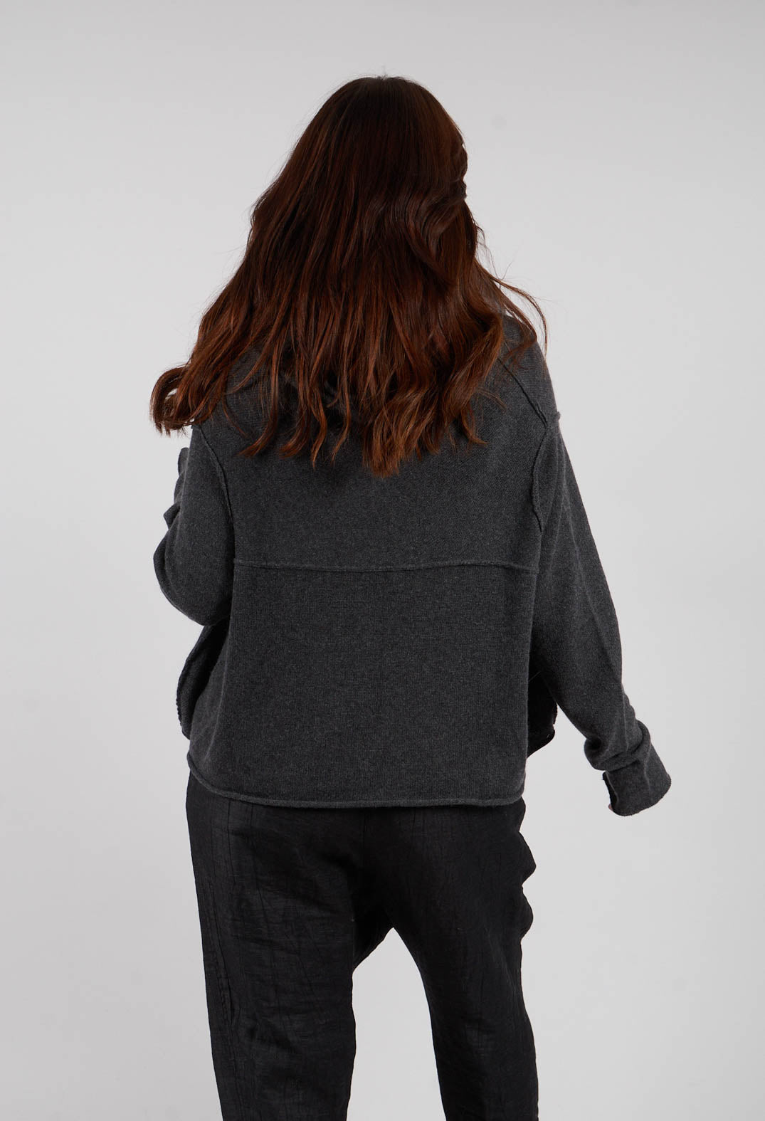 Longline Oversized Jumper in Crow Mel - 1440702