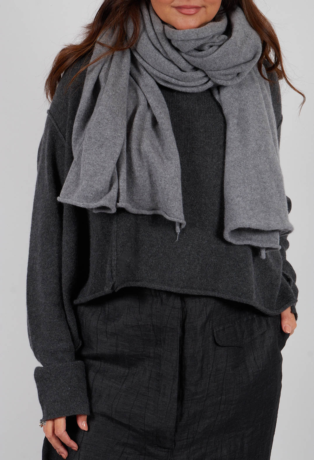 Longline Oversized Jumper in Crow Mel - 1440702