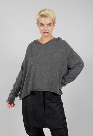Longline Oversized Jumper in Crow Mel - 1440702