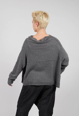 Longline Oversized Jumper in Crow Mel - 1440702