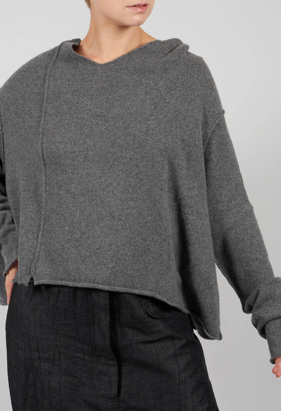 Longline Oversized Jumper in Crow Mel - 1440702