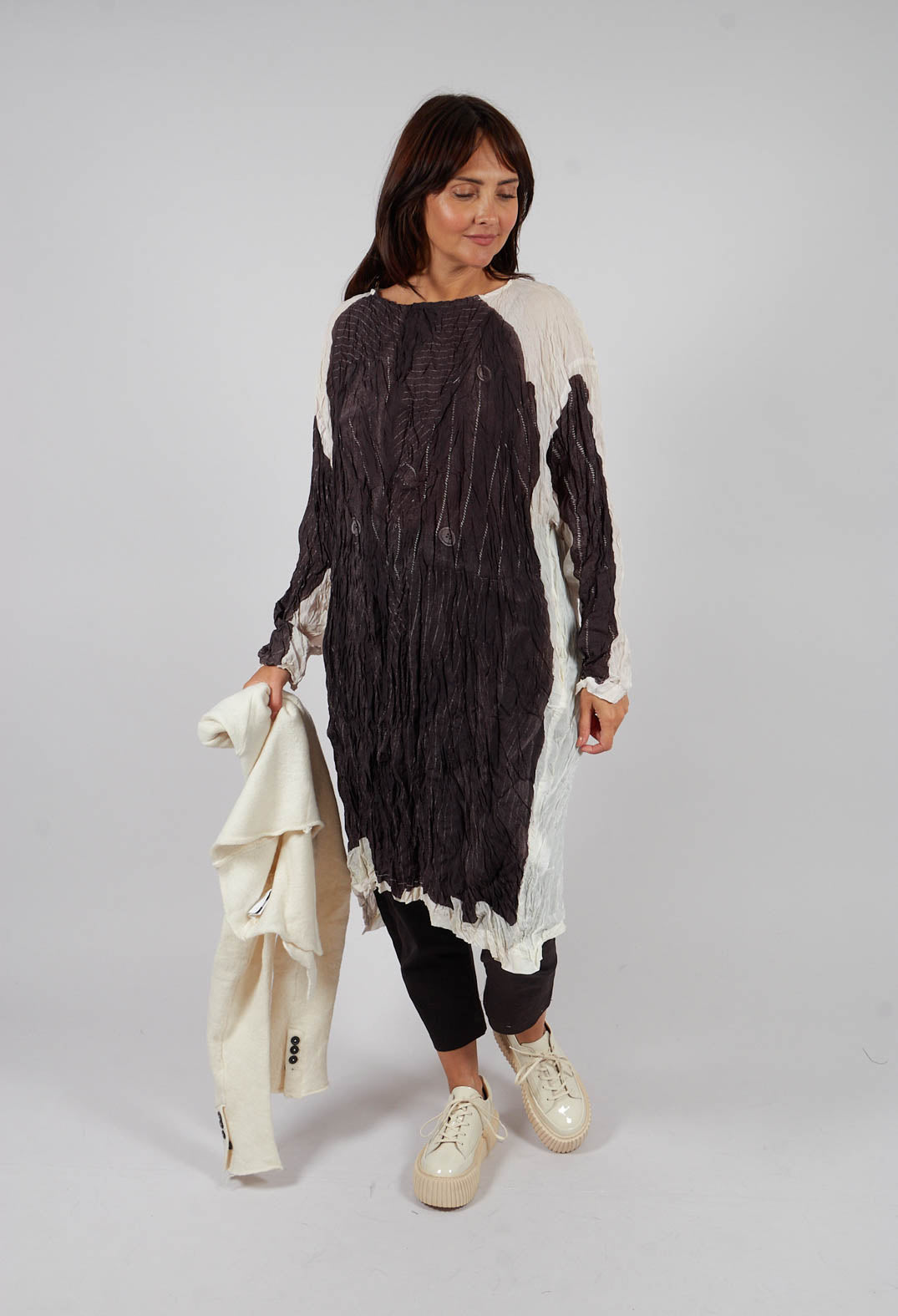 Tunic Dress in Bone Panel Print - 1471909