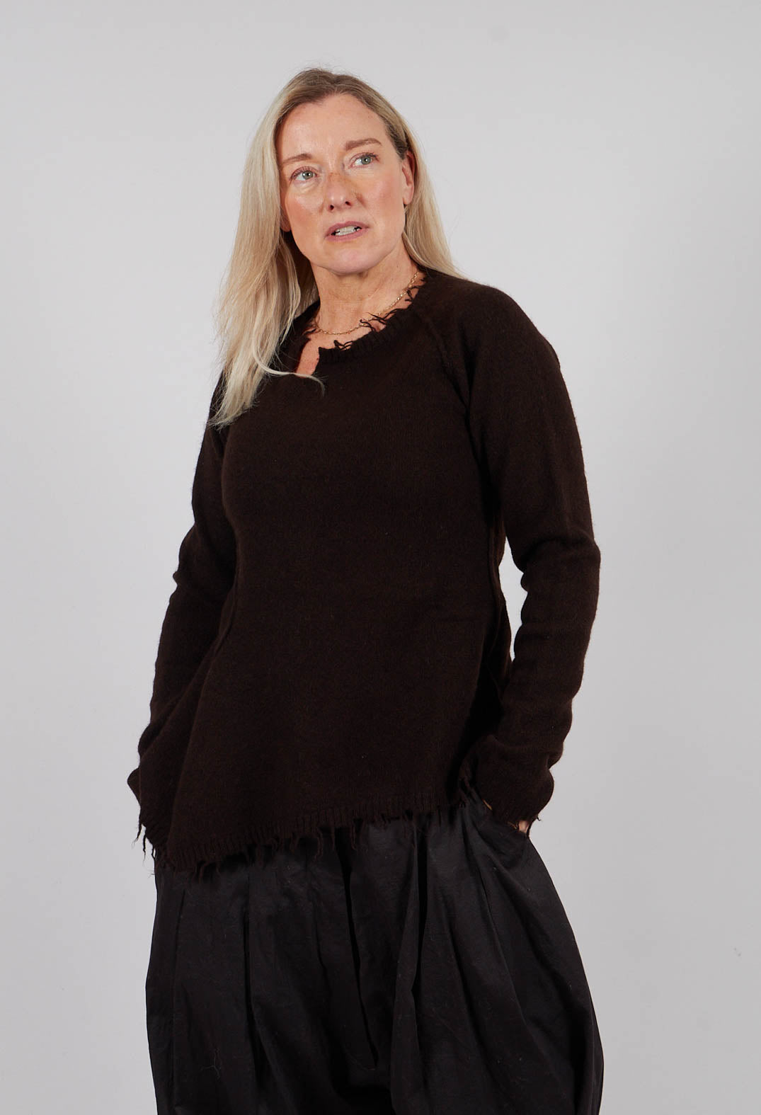 Jumper with Asymmetric Neckline in Turf - 1530701