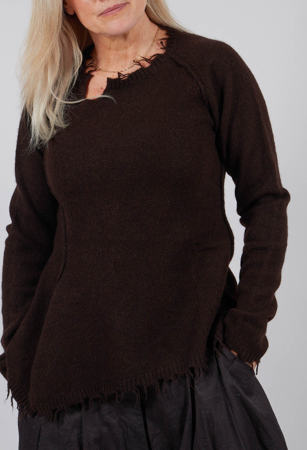 Jumper with Asymmetric Neckline in Turf - 1530701