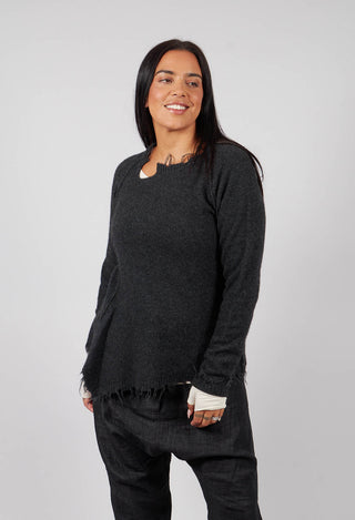 Jumper with Asymmetric Neckline in Crow Mel - 1530701