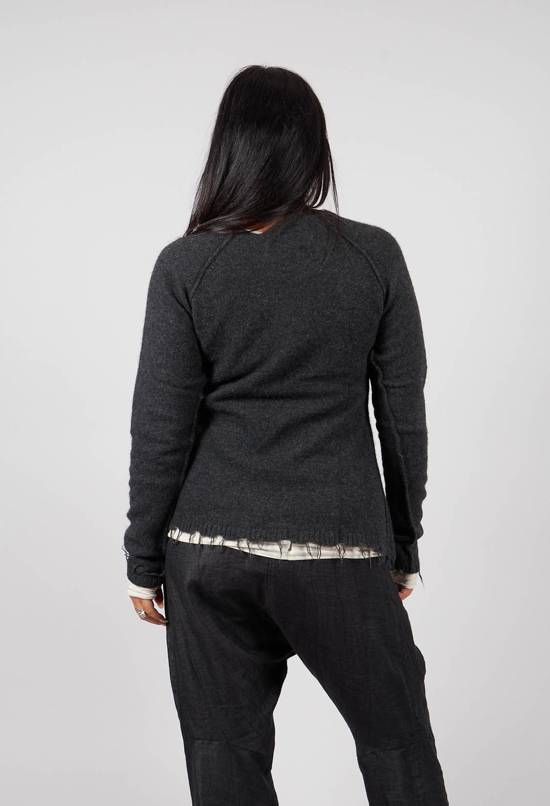 Jumper with Asymmetric Neckline in Crow Mel - 1530701