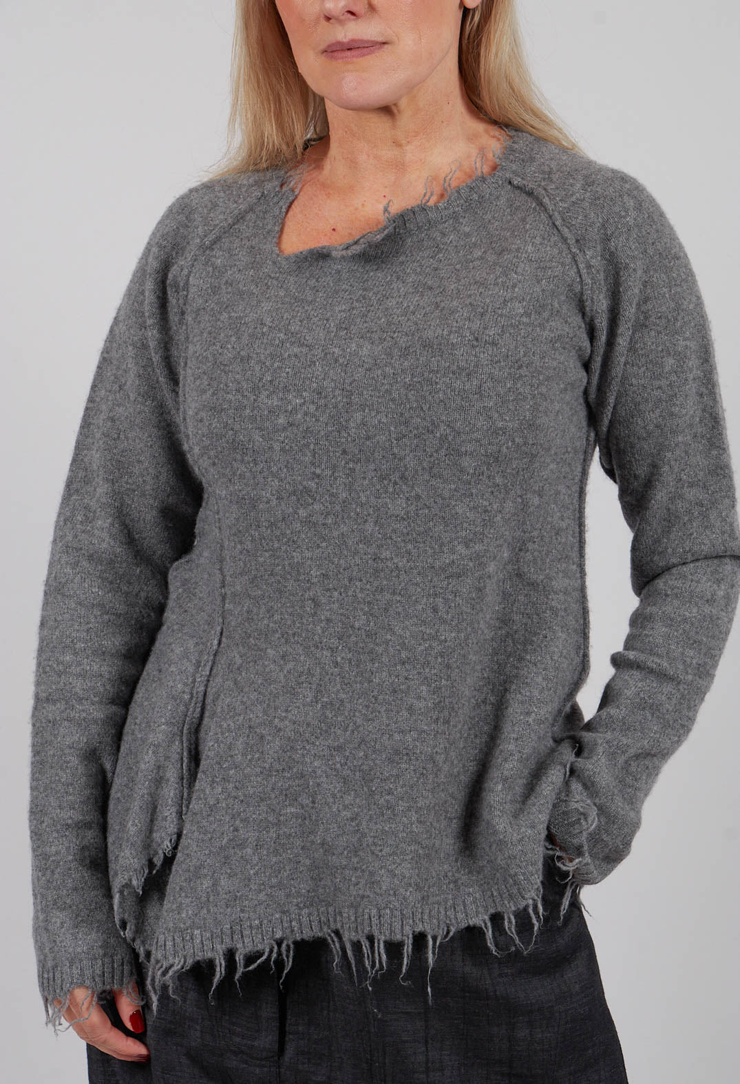 Jumper with Asymmetric Neckline in Brume Mel - 1530701