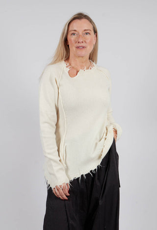 Jumper with Asymmetric Neckline in Bone - 1530701