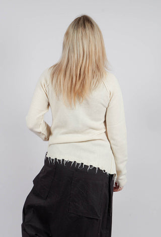Jumper with Asymmetric Neckline in Bone - 1530701
