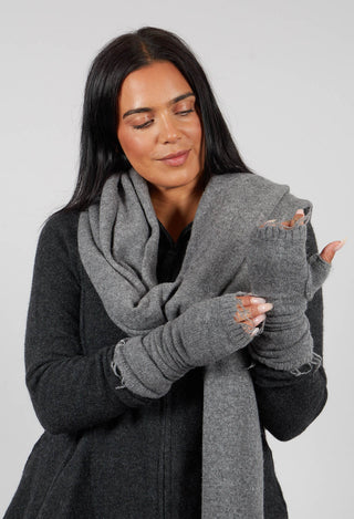 Fingerless Gloves with Raw Edges in Brume Mel - 1533107