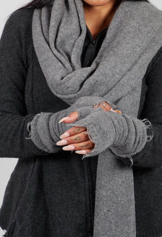 Fingerless Gloves with Raw Edges in Brume Mel - 1533107