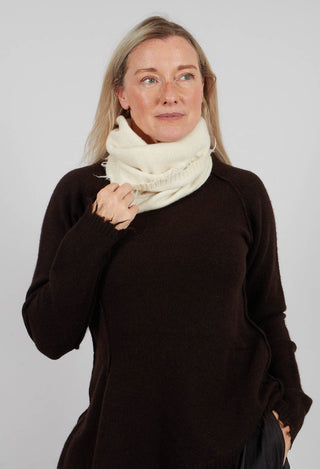Knitted Hat with Raw Edges in Bone - 1534608