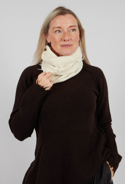 Knitted Hat with Raw Edges in Bone - 1534608