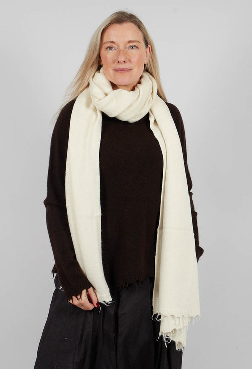 Raw Edge Knitted Scarf in Bone - 1537709