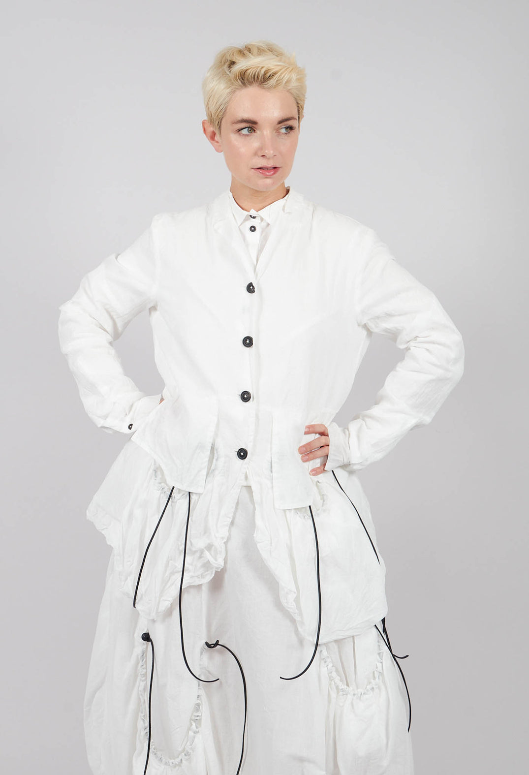 Sheer Sleeve Jacket in Bone Paper - 1551101