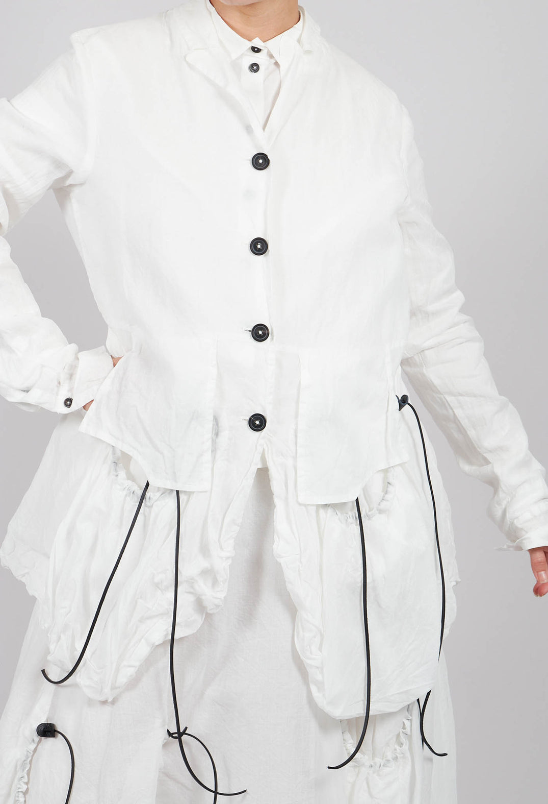 Sheer Sleeve Jacket in Bone Paper - 1551101