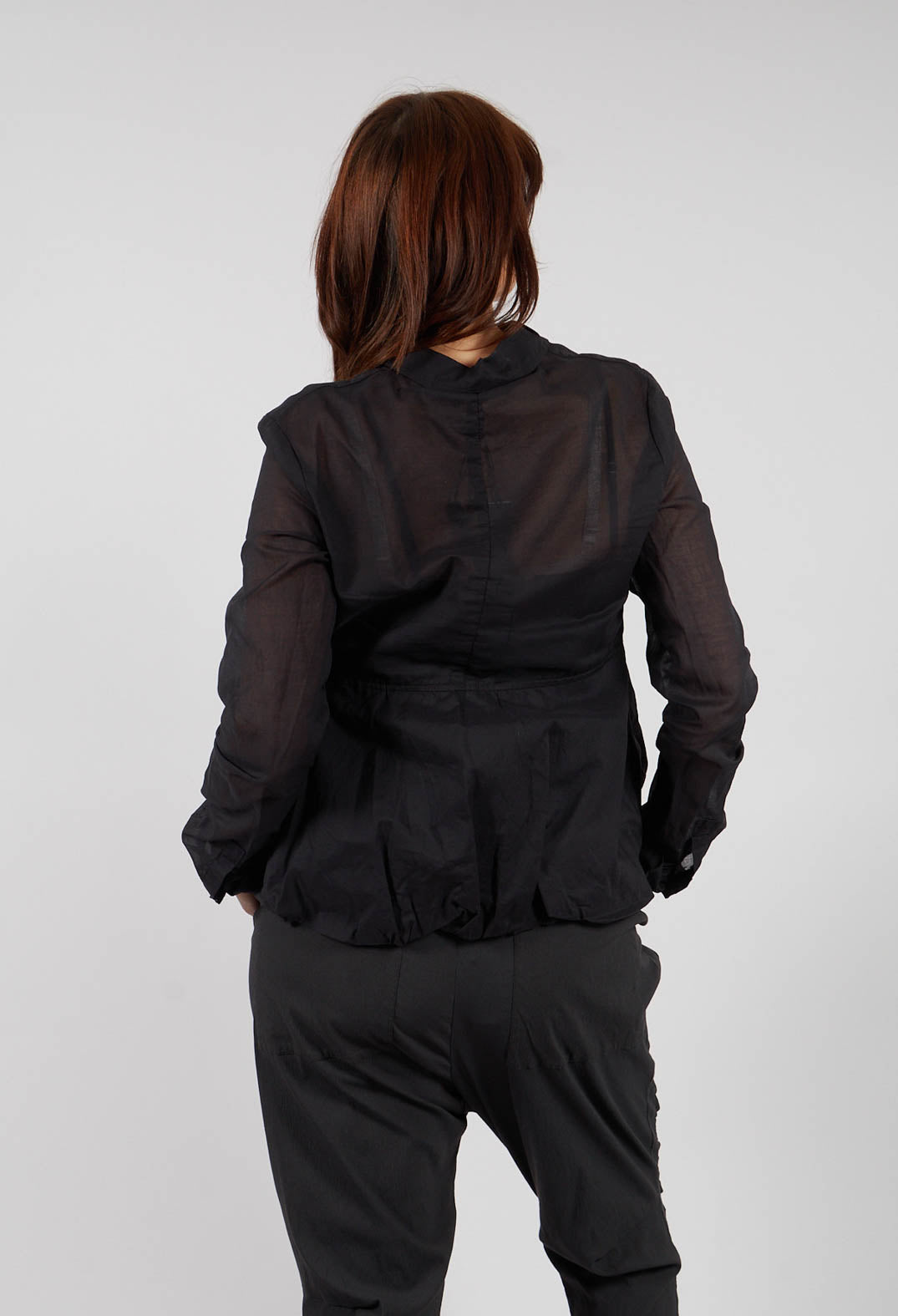 Sheer Sleeve Shirt in Black Paper - 1550402