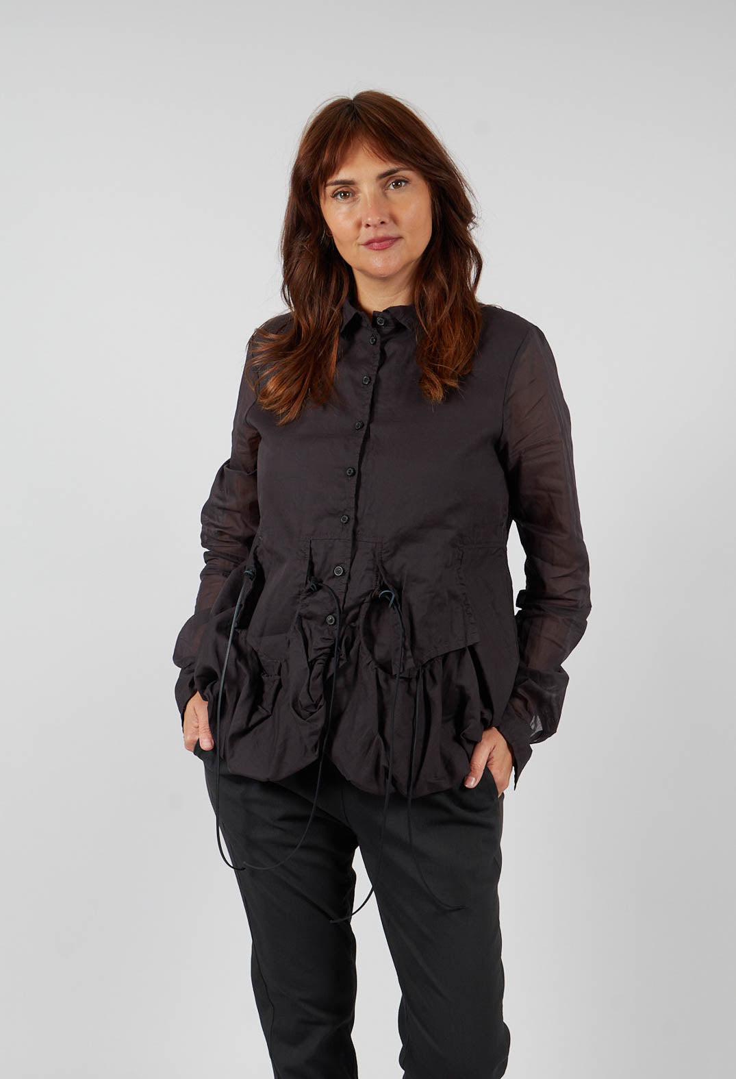 Sheer Sleeve Shirt in Turf Paper - 1550402