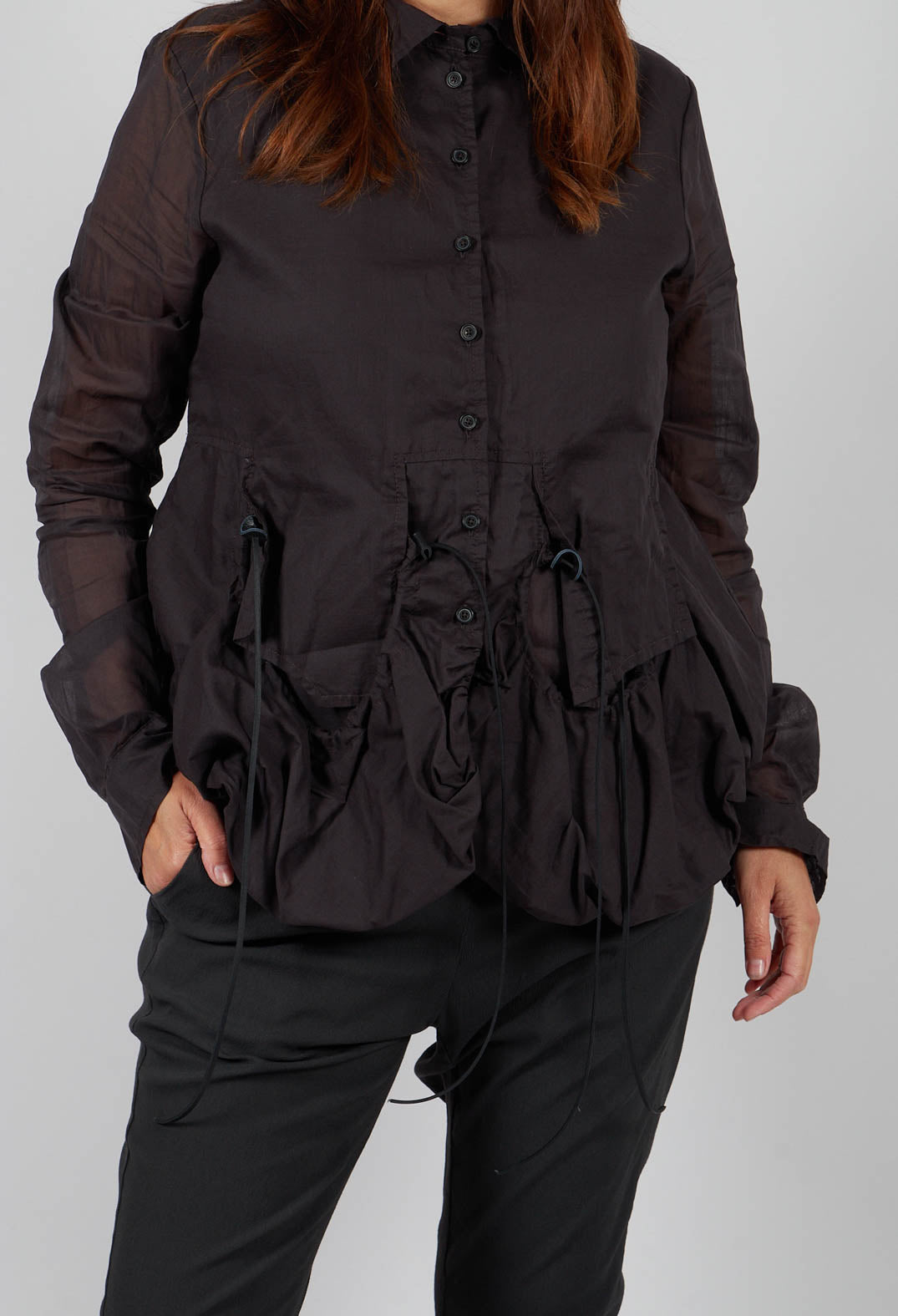 Sheer Sleeve Shirt in Turf Paper - 1550402