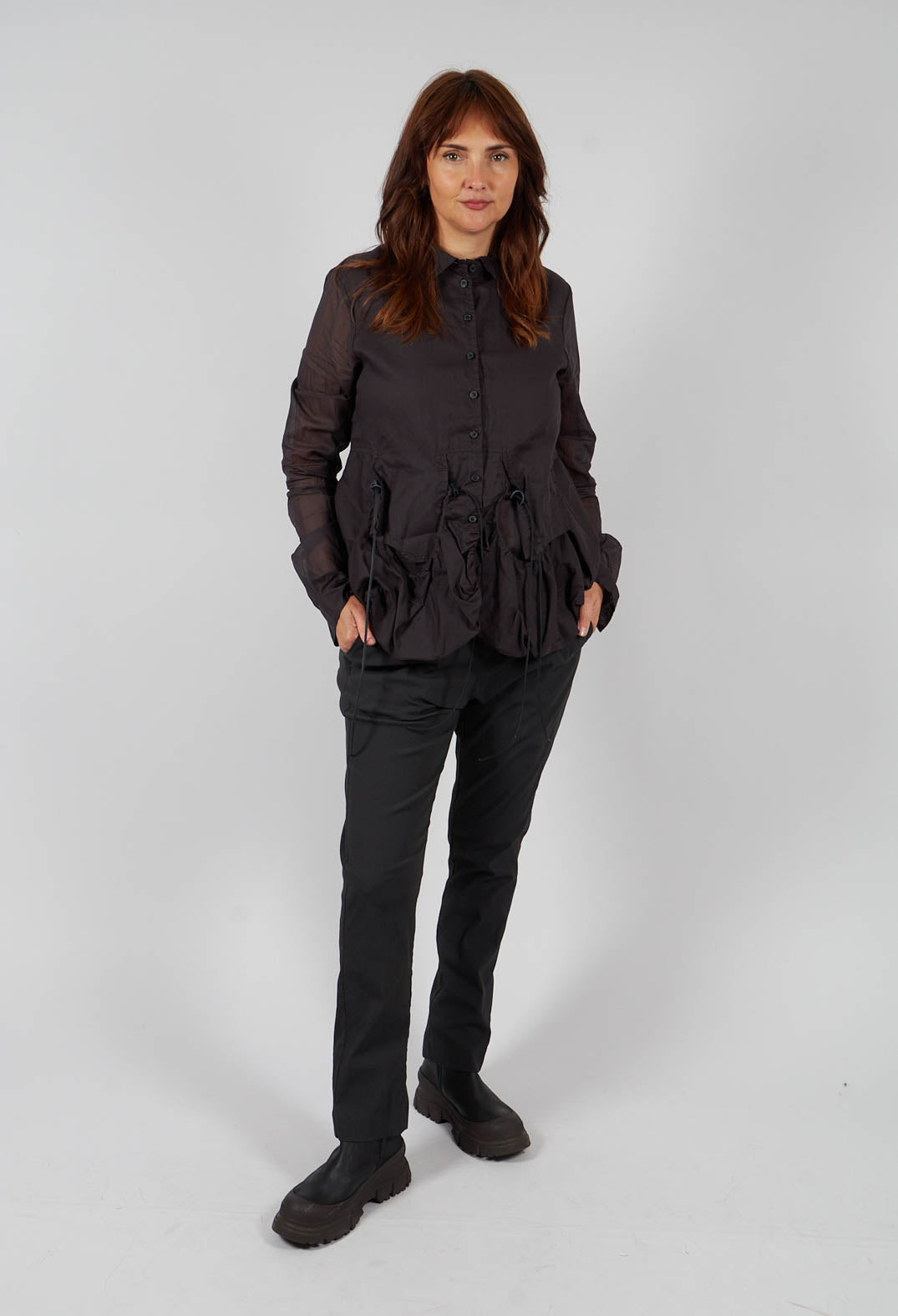 Sheer Sleeve Shirt in Turf Paper - 1550402