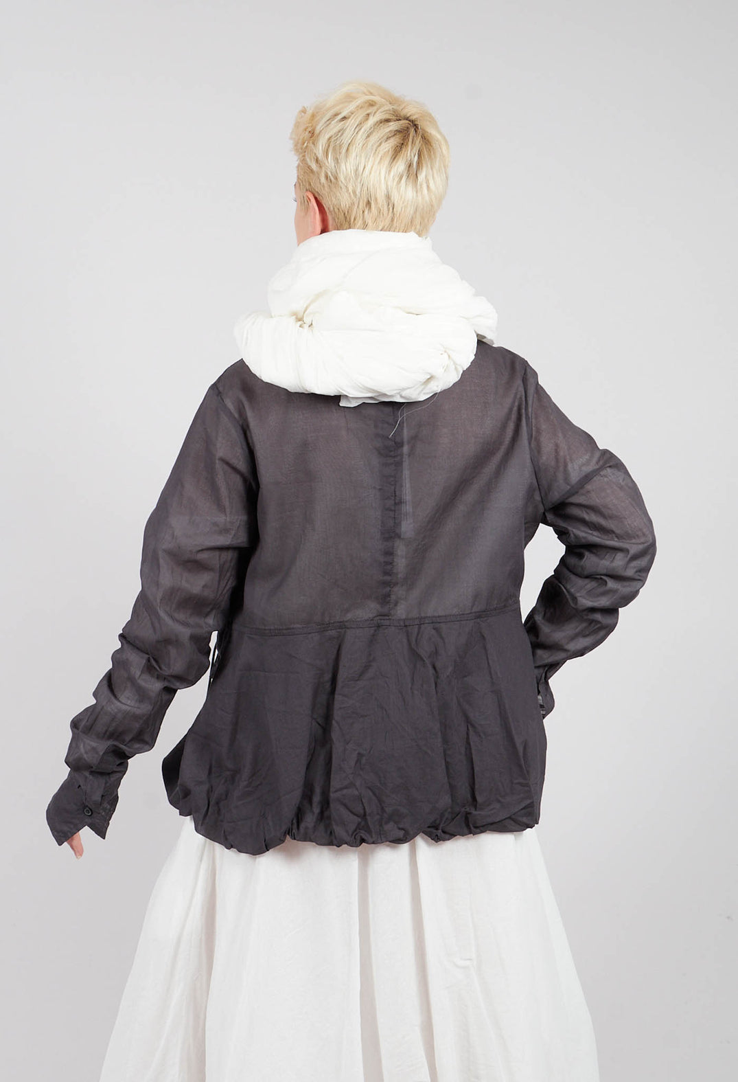 Sheer Sleeve Shirt in Swamp Paper - 1550402