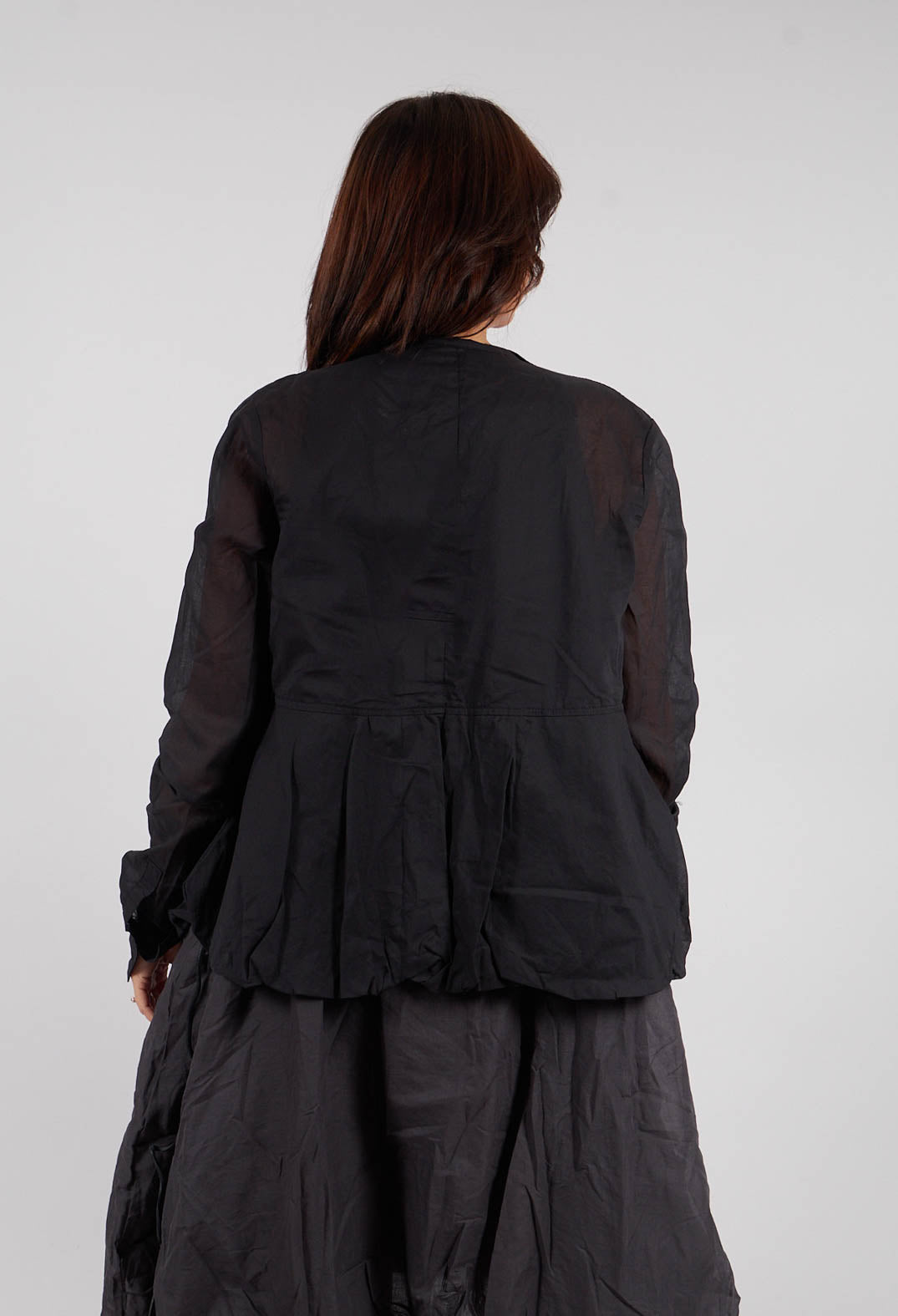 Sheer Sleeve Shirt in Swamp Paper - 1550402