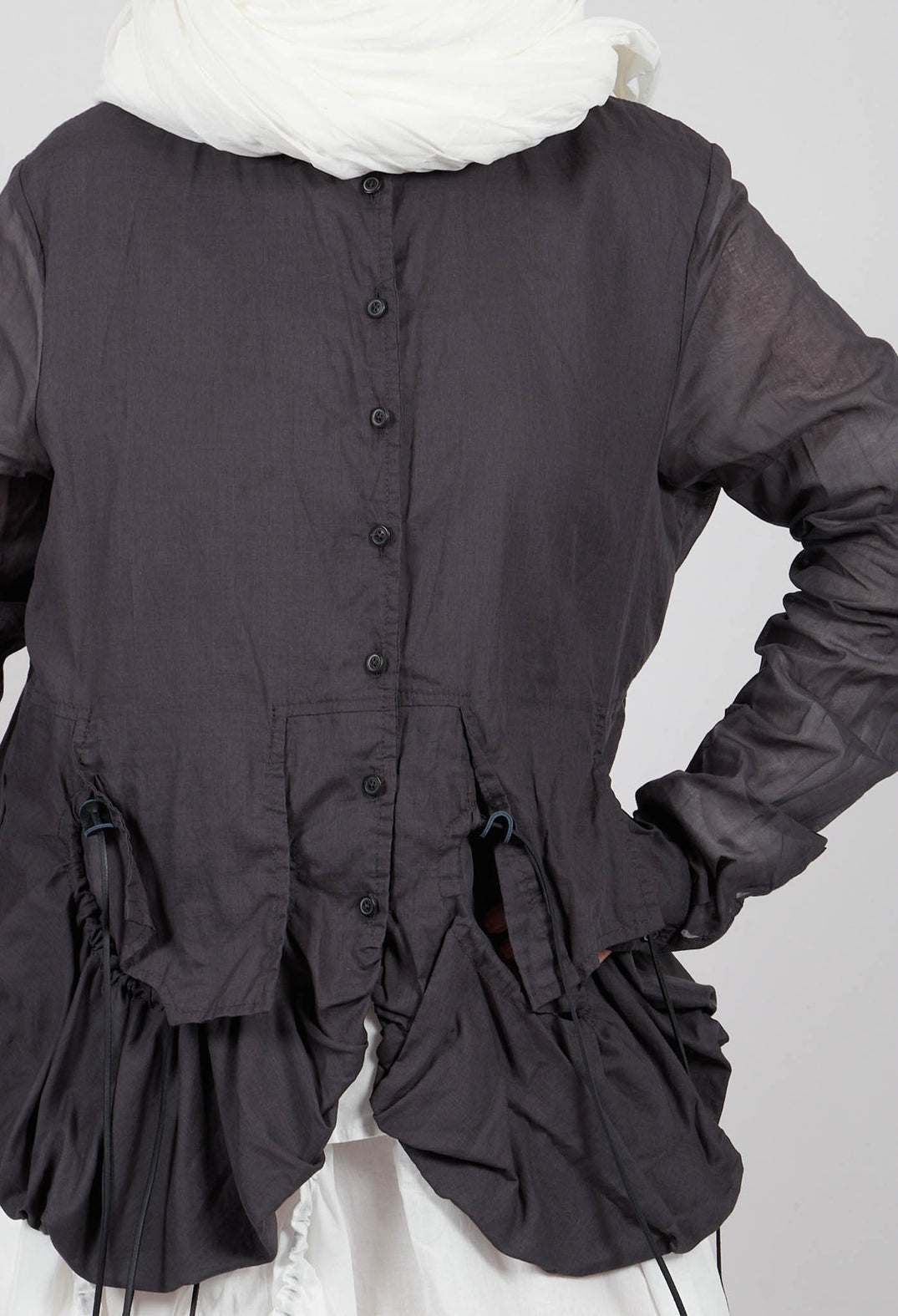 Sheer Sleeve Shirt in Swamp Paper - 1550402