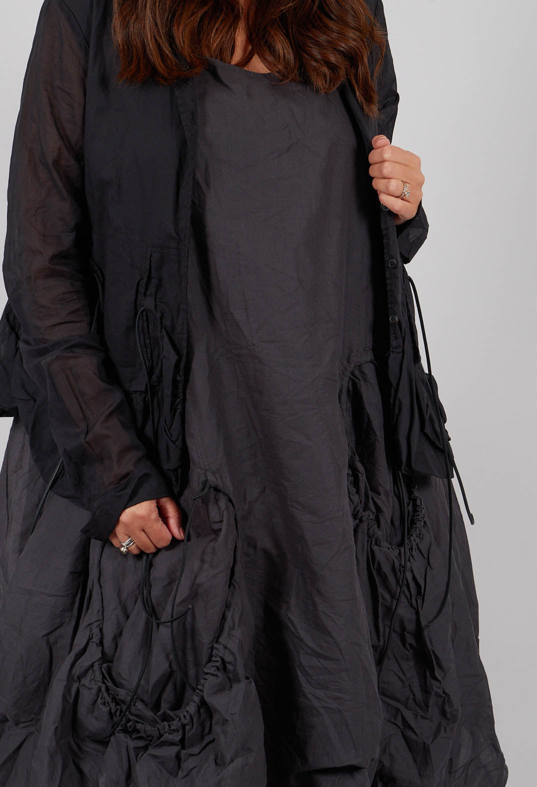 Sheer Sleeve Shirt in Swamp Paper - 1550402