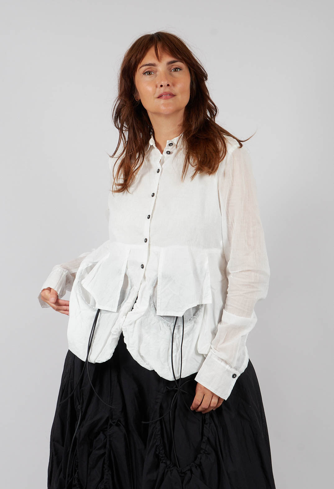 Sheer Sleeve Shirt in Bone Paper - 1550402