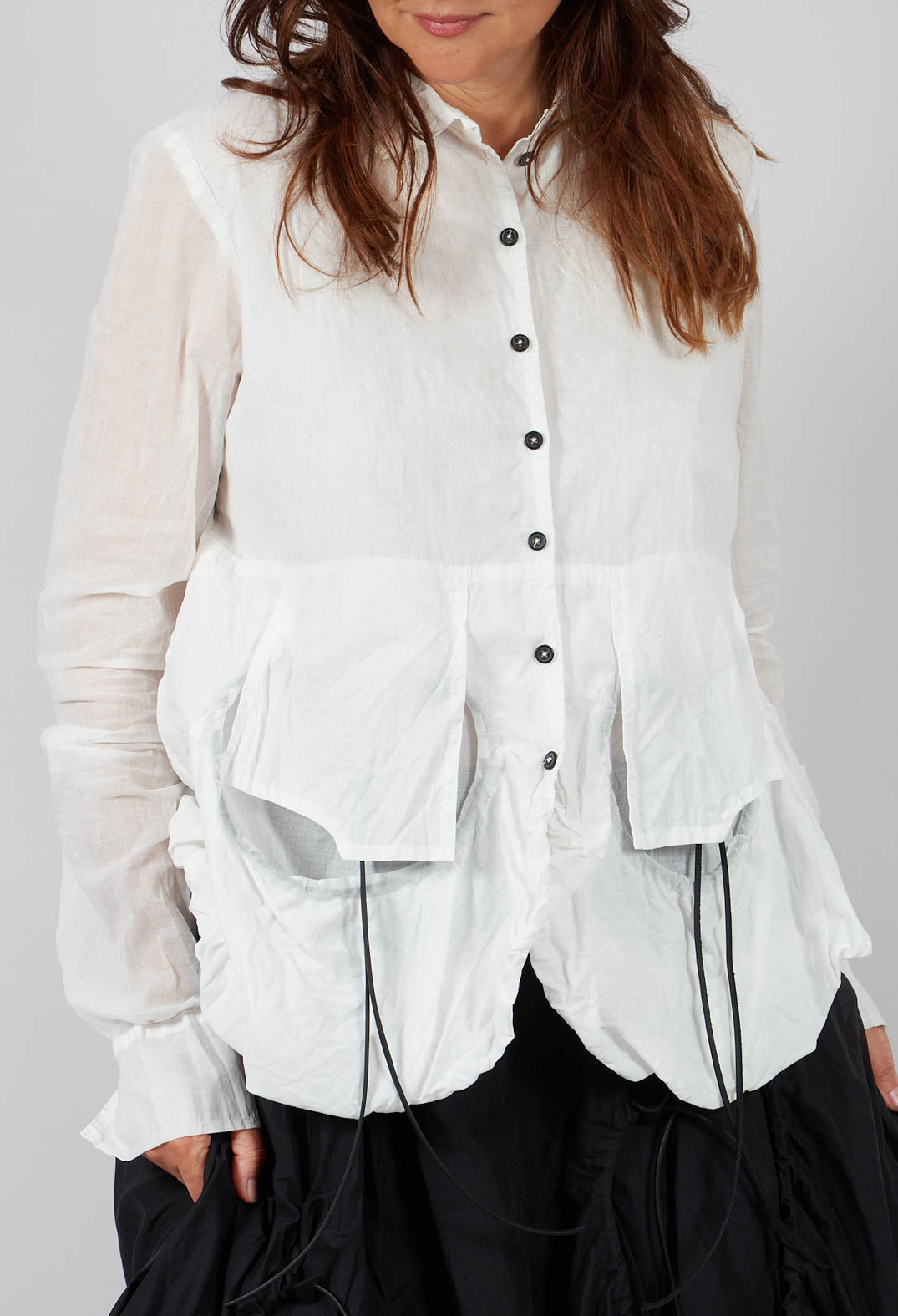 Sheer Sleeve Shirt in Bone Paper - 1550402