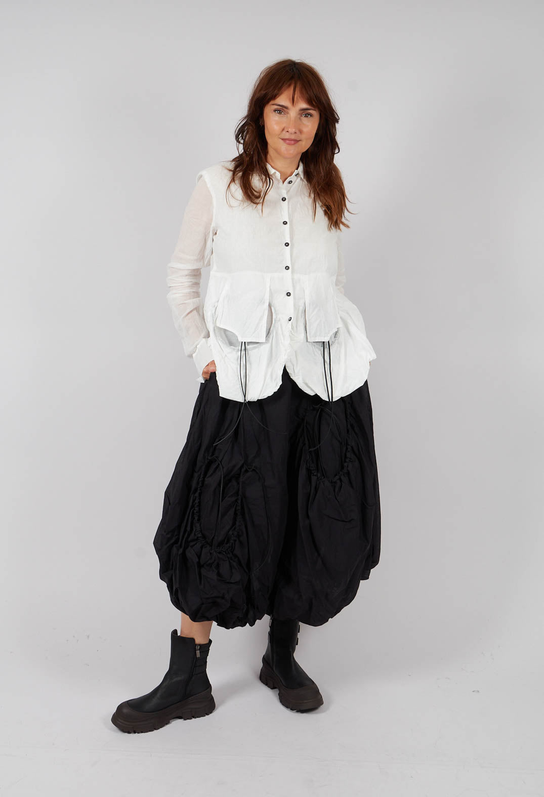 Sheer Sleeve Shirt in Bone Paper - 1550402