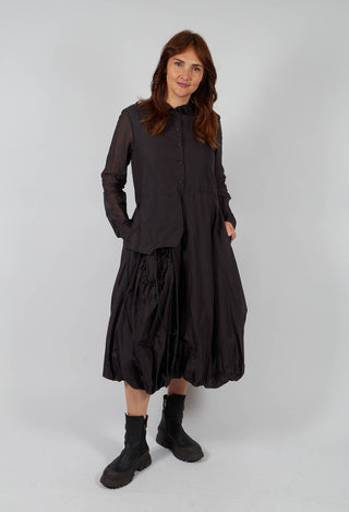 Tulip Hem Dress with Sheer Sleeves in Turf Paper - 1550903