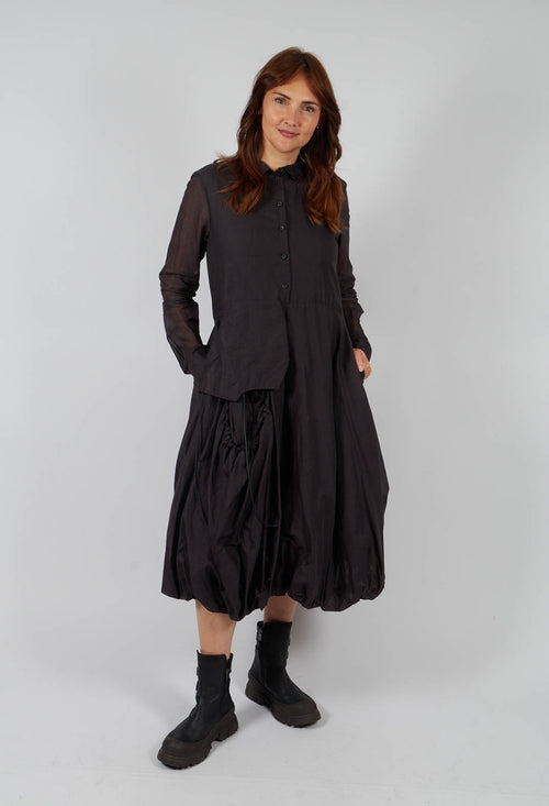 Tulip Hem Dress with Sheer Sleeves in Turf Paper - 1550903