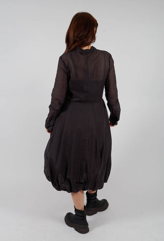 Tulip Hem Dress with Sheer Sleeves in Turf Paper - 1550903