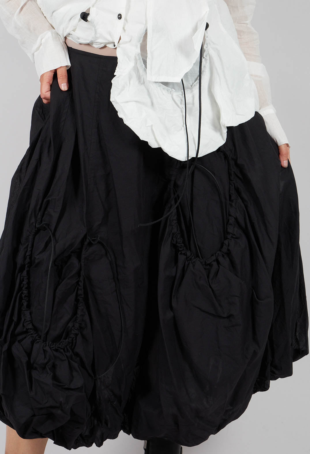 Tulip Skirt with Drawstring Pockets in Black Paper - 1550304