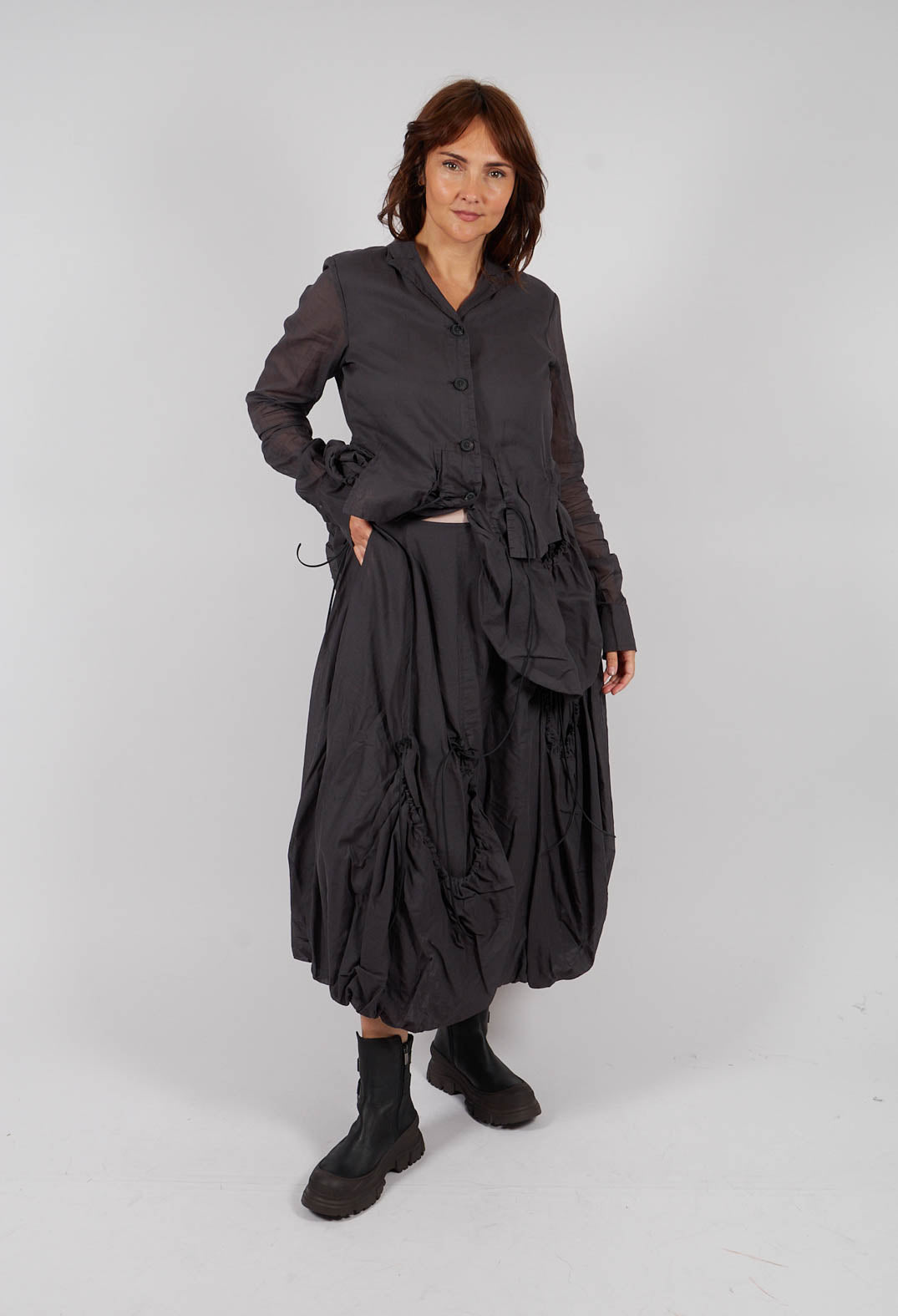 Tulip Skirt with Drawstring Pockets in Swamp Paper - 1550304