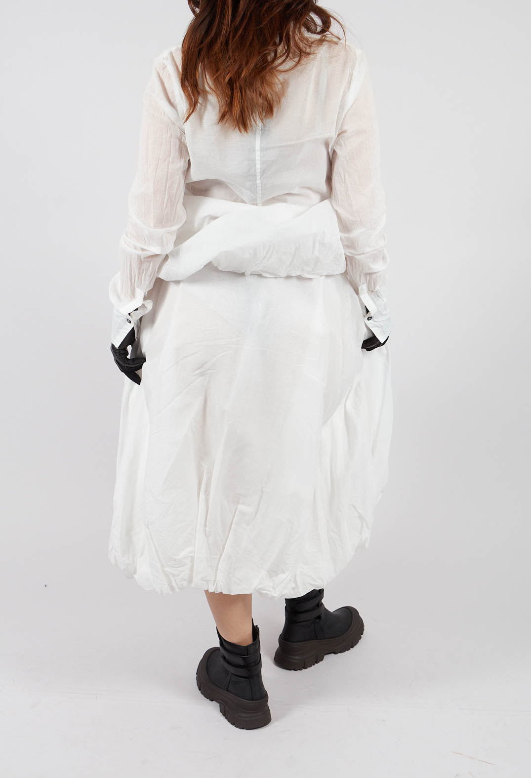 Tulip Skirt with Drawstring Pockets in Bone Paper - 1550304