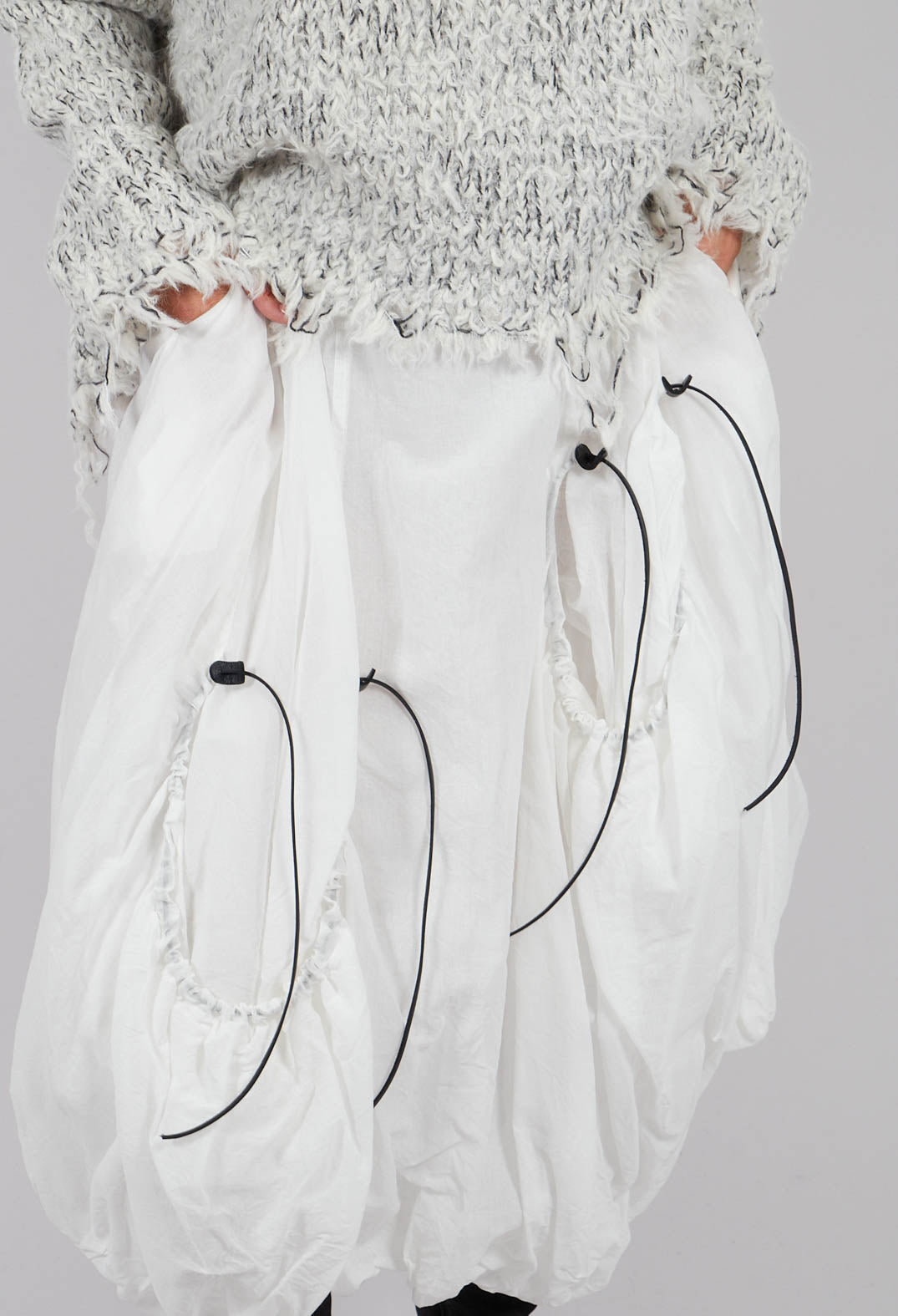 Tulip Skirt with Drawstring Pockets in Bone Paper - 1550304