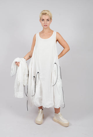 Sleeveless Dress with Drawstring Pockets in Bone Paper - 1550905